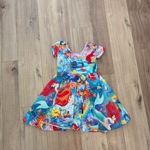 Colorful Kids Casual Dress with Mermaid Print